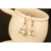 Mimiyagu trendy golden lady pearl stud earring for women
