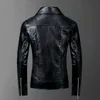 Högkvalitativ Rivet Motorcyle Jacket Jaqueta Motoqueiro Chaqueta Cuero Punk Rock DJ Stage Faux Leather Men Coat 201114