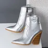 Snake Print Boots dla kobiet jesienne zimowe buty western kowboj