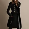 Femmes Automne Hiver Longue Veste Manteau Noir À Double Boutonnage Ceinture Slim Fit Polaire Plus La Taille Dames Trench Manteaux Élégant Outwear 201218