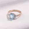 925 Sterling Silver Wedding Rings Gemstone Blue Topaz Rose Gold Plated For Women Luxury Elegant Fine Jewelry ovanliga tillbehör 26750557