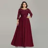 Abiti da mamma Pizzo Plus Size Abiti da sera Delle Donne Donne Regalo Di Compleanno Signora Mezza manica Tea Lunghezza Tè Guest Guest Gown Abito Damigella d'onore A-Linea