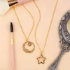 New Design Women 18k Gold Plated Jewelry Moon and Star Diamond Colorful Zircon Choker Necklace