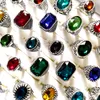 Bulk lots 30pcs Multi-styles Mix Big Zircon Stone Silver Rings for Women Vintage Mens Luxury Antique Crystal Rings Whole Weddi218C
