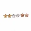 Classic Flowers Stud Earrings Gold White Rose Three Color Suitable Contracted 5 Petal Style Ear Nails for Women