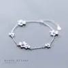 S925 srebrny żeński japońska bransoletka braceletbracelet koreański wiatr mały świeży trzy płatek kwiat bransoletka słodki i piękny kwiat biżuteria kobieta