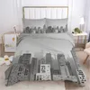 Zestaw pościeli projektowych 3D Zestawy kołdry z kołdry kołdry Pokrywa kocowe łóżko pościel widoki miaste Widoki Pełny rozmiar rozmiarów 1