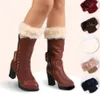 Women Winter Leg Warmers Girls Faux Fur Trim Boot Socks Cuff Short Furry Knit Leg Warmers