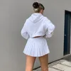 Branco saia plissada curta mulher cintura elástica mini saias sexy mircro verão bordado mini saia de tênis novo preppy y12142902306