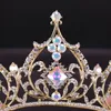 2021 Gouden prinses hoofddeksels chique bruids tiara's accessoires verbluffende kristallen parels bruiloft tiara's en kronen 12172