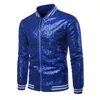 Heren Jassen Mode Mens Pailletten Lange Mouw ZIP UP JAS OUTWAREN CLUB PARTIJ PARTY LEZEN