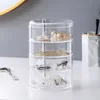 Transparent 4 Tiers Jewelry Storage Box With Lid Acrylic Makeup Organizer Rotating Jewelry Organizer Case High Quality Y1116255F