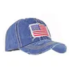 USA Flag Cowboy Denim Washing Holes 4 Colors Hat Baseball Caps Justerbara för Man Women utomhus Sports hästryggen HAT3659987