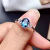 Natural Topaz Ring S925 Sterling Silver Natural London Blue Topaz Lady Gem Ring Simple Style Ring Y1124192q