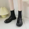 Femmes nouvelles bottes créatrices chaussures féminines rond orteil mi-veau mode bas caoutchouc noir noire dames automne sabot