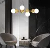 レストランシャンデリア真鍮ポストモダンな照明高級ガラスストリップシンプルバーダイニングルームダイニングテーブルぶら下がっているランプ