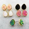 Teardrop Square Round Druzy Drusy Earrings Gold Plated Mini Resin Stud Earrings Christmas gift