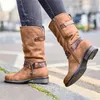 Mid Nieuwe mode Casual kalf Winter Warm korte pluche dames s laarzen retro rits voor dames botas mujer boot bota