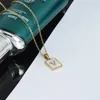 New Arrival Stainless Steel Initials Pendant Necklace Alphabet Women 18K Gold Link Chain Square Shell Letter Charm Necklace