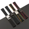 22mm 24mm svart armband nylon silikon gummi klockband rostfritt spänne för passform brei-tling watch rem verktyg236q