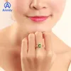 Cluster Rings Anmiy High-end 18 K Rose Gold Square Green Tourmaline Color Treasure Open Ring Female1