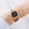 Fashion Bracelet Watches Women 5 Pcs Set Luxury Rose Gold Lady Watches Starry Sky Magnet Buckle Gift Watch for Female 201204219n