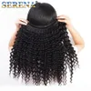 Cabelos cacheados da Mongólia com fechamento 13x4 Frontal de renda 4 pacotes com fechamento frontal 7a feixes de cabelo com renda frontal e bun6944134