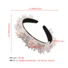 Diadema de cristal blanco para dama, banda para el cabello con diamantes de imitación, perla de imitación, aro ancho para el cabello, fiesta nupcial, boda, accesorio para el cabello femenino J0113