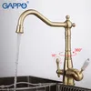 Gappo Water Mixer Kitchen Faucet Taps Kök Mixer Tap Torneira med filtrerad vattenkran Mässing Kök Vattenkranen Filter T200810