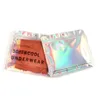 100 stks / partij aluminium folie hologram ondergoed tas 18x16cm platte waterdicht onder stoffen opbergtas met hang gat