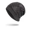 Cool Men Winter Plush Thicken Keep Warm Weave Knitted Hat Outdoor Sports Windproof Skull Caps WM136