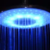 8 pouces RGB 7 couleurs LED robinet lumière pommeau de douche rond changement automatique économie d'eau pluie haute pression salle de bain pluie douche