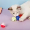 Pet Toys Hollow Plastic Cat Colourful Ball Toy With Small Bell Lovable Voice Interactive Tinkle Puppy Playing