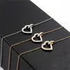 Yun Ruo Rose Gold Color Pave Crystal Heart Pendant Halsband Fashion Titanium Steel Jewelry Woman Gift Never Fade Drop 285r