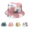 Chapeaux à bord large mode HARAJUKU Tie-dye Réversible Bucket Hat Summer Summer Fomen Men Fishing Graffiti Hip Hop Cap1