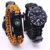 Gratis verzending Mannen Sport Horloge Militaire Paracord Strap Compass Adventure Waterdichte Survival Essential Men Armband met Thermometer