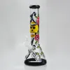 10" Handpainted Skull Glass Bong Hookahs Tobacco Water Pipe 5mm Thick Beaker Bongs Smoking Recycler Oil Dab Rigs Ice Catcher Bubbler Bowl