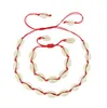Original Design Shells Necklace Bracelet One Set Natural Seashells Knit Chain Rope Girl Choker Bracelets Jewelry Gift Adjustable GC680