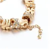 Pulsera con abalorio de llave de cristal blanco a la moda para mujer, pulseras de cuentas Diy europeas doradas, brazaletes Pulseira GD950