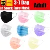 Stock américain !!! 500pcs masque facial jetable 3 couches anti-poussière couverture de protection faciale anti-poussière jetable salon boucle d'oreille bouche masque livraison rapide