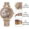 Missfox Fashion Bling Casual Ladies Female Quartz Gold Watch Crystal Diamond Leopard for Women Clock 2012166032749