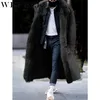 Mandylandy Kış Erkek Ceket Hırka Yaka Uzun Ceket Yün Sıcak Rüzgar Geçirmez Palto Kürk Yaka Ceket