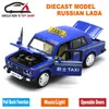 1/32 Modèle de taxi russe LADA moulé sous pression, voiture en métal de 15 cm, jouets en alliage pour enfants avec boîte-cadeau / porte ouvrante / fonction de retrait / musique LJ200930