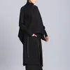 [EAM] Felpa oversize asimmetrica nera vestibilità ampia Nuovo dolcevita manica lunga donna taglia grande moda marea primavera OA869 201212