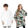 Designers kläder barn flickor pojkar vinter varma kläder reversibla pyjamas barn filt hoodies bekväma för vila hem