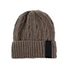 Chapeau d'hiver pour hommes, doublure en tricot torsadé épais, bonnet chaud en polaire, couleurs pures, Design avec Logo de marque, casquettes de crâne à la mode