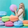Round Soft Plush Filled Pillow Soft Cushion 15'' Macaron Shape Gift Home Decor 201215