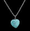 Dames nieuwe hartvormige steen hanger turquoise kristal perzik hart natuursteen ketting DMWFN003 (met ketting) mix Bestel 20 stuks veel