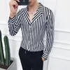 Męskie koszule Red Striped Sukienka męska męska Fit Fit Koreańska moda Erkek Gomlek Social Bluzka Vintage Vestido Xadrez Club285y