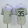 Retror Vintage 35 Frank Thomas Baseball Jerseys Men Pullover FlexBase Pinstripe Cool Base Team Svart Vit Grå Blå Utmärkt Kvalitet